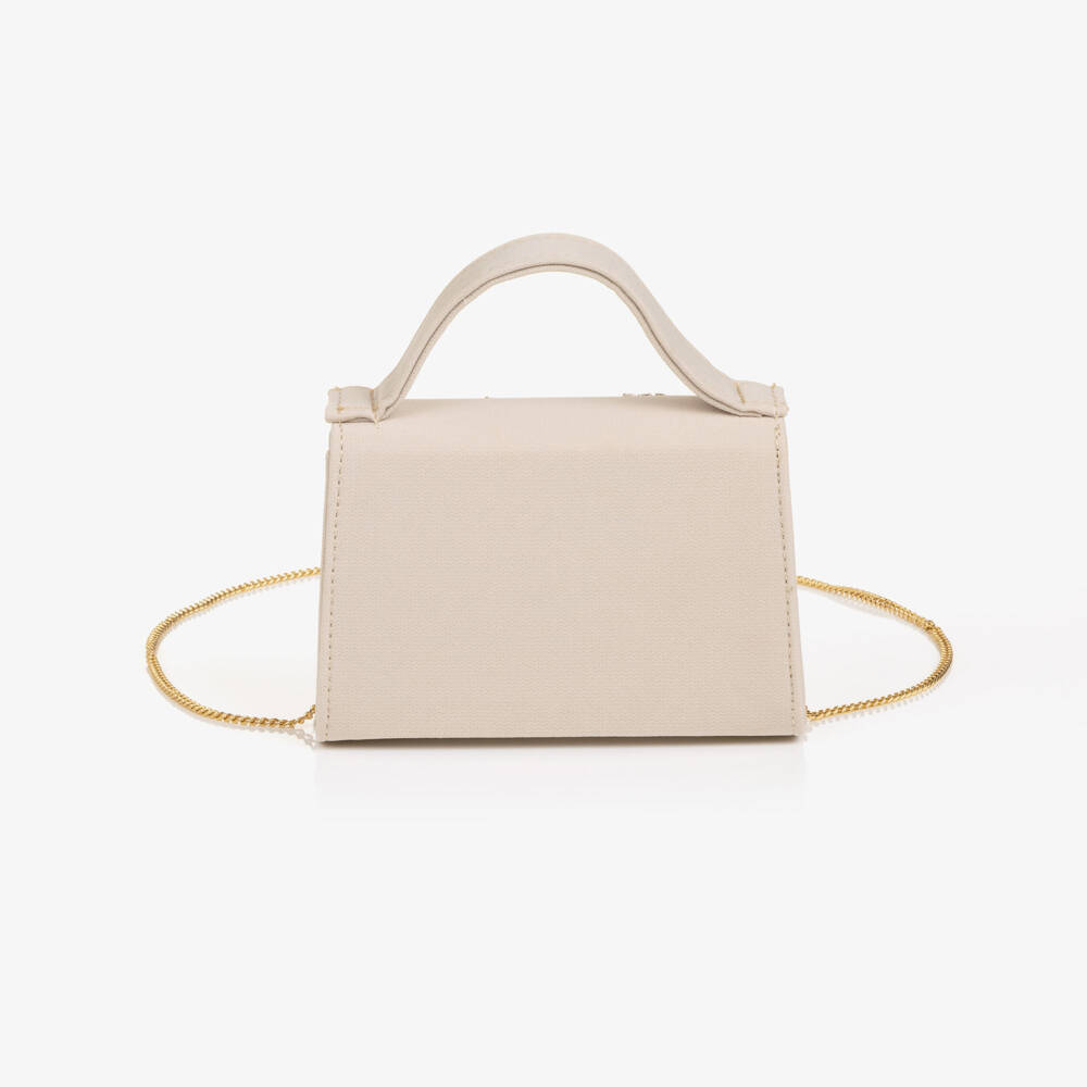 Elie Saab-Girls Beige Crêpe Handbag with Bow Detail (13cm) | Childrensalon