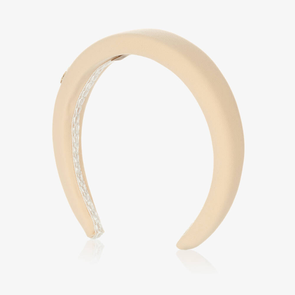 Elie Saab-Girls Beige Crêpe Padded Hairband | Childrensalon