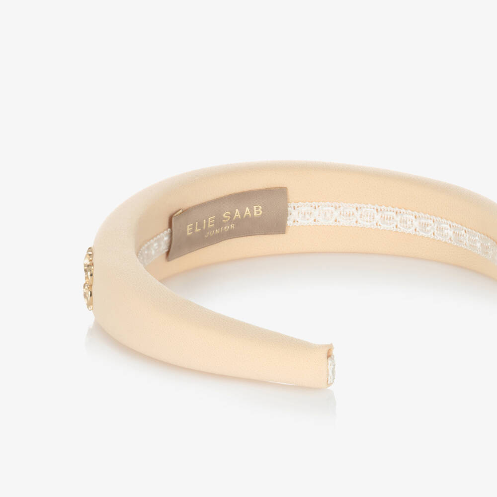 Elie Saab-Girls Beige Crêpe Padded Hairband | Childrensalon