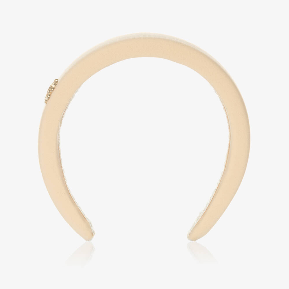 Elie Saab-Girls Beige Crêpe Padded Hairband | Childrensalon