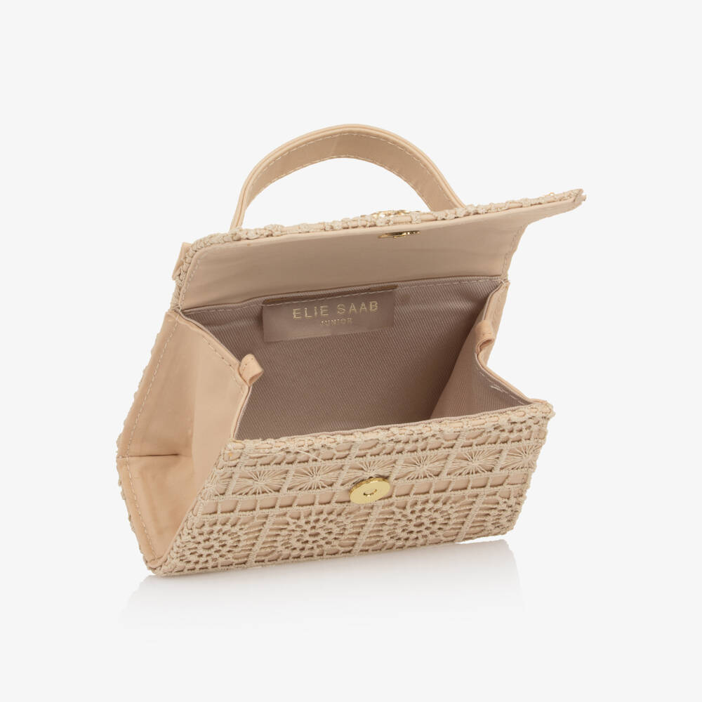 Elie Saab-Girls Beige Guipure Lace Handbag (13cm) | Childrensalon