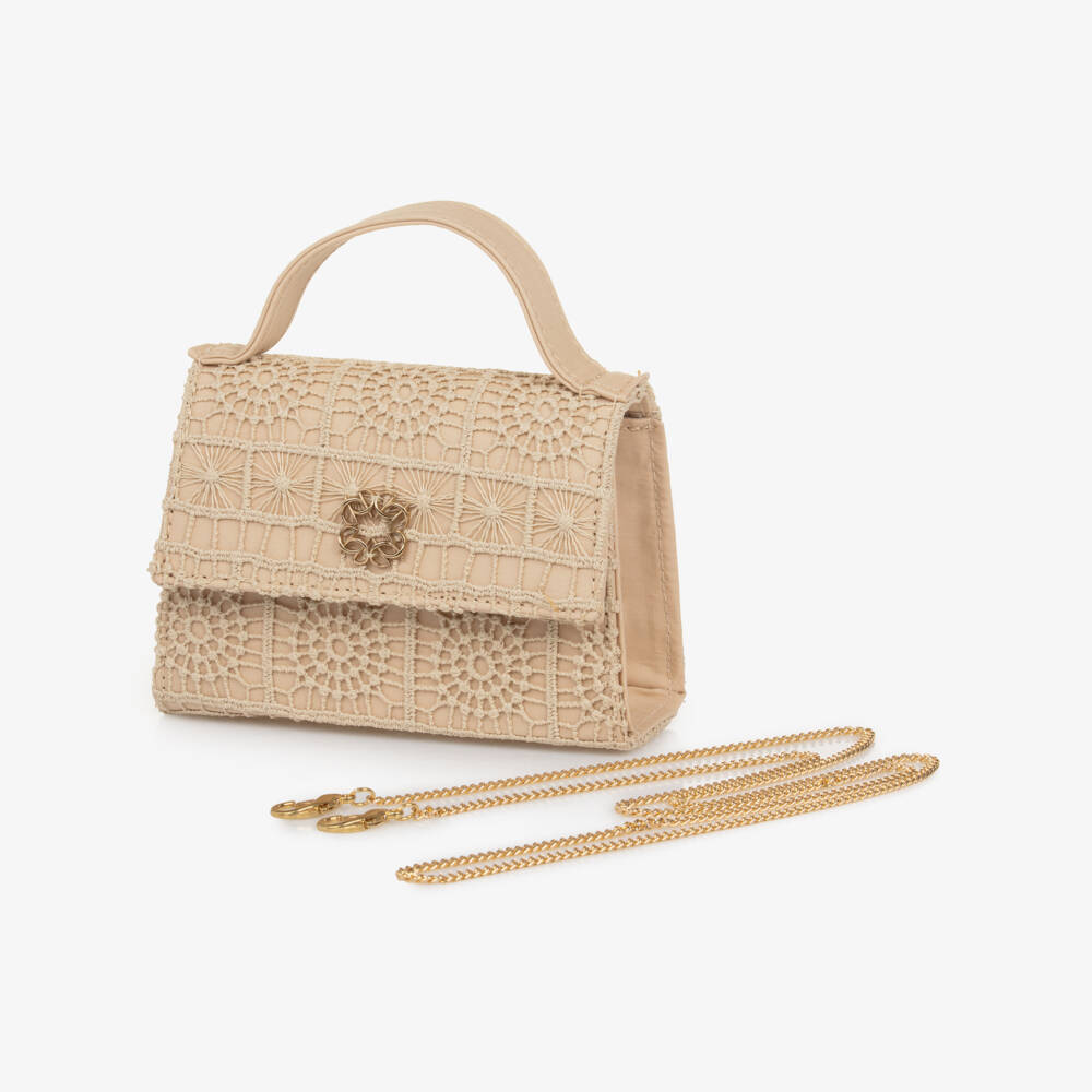 Elie Saab-Girls Beige Guipure Lace Handbag (13cm) | Childrensalon