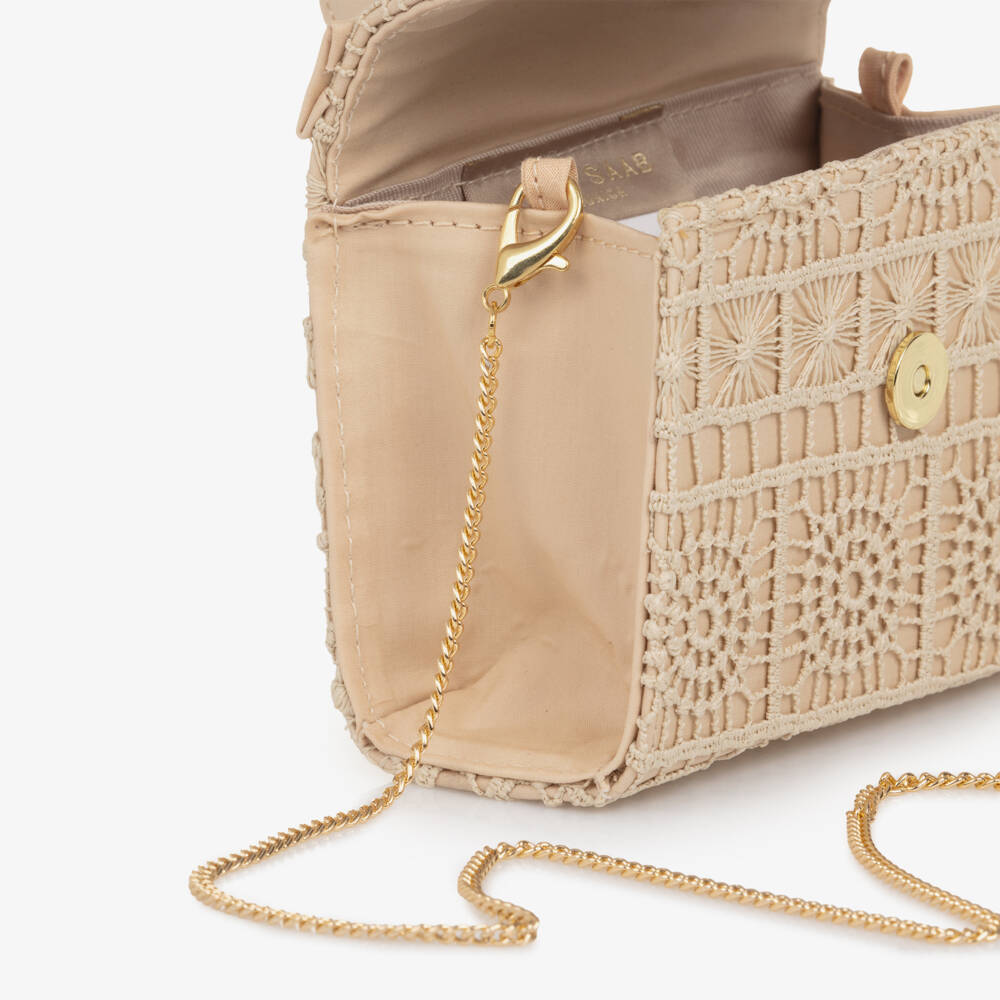 Elie Saab-Girls Beige Guipure Lace Handbag (13cm) | Childrensalon
