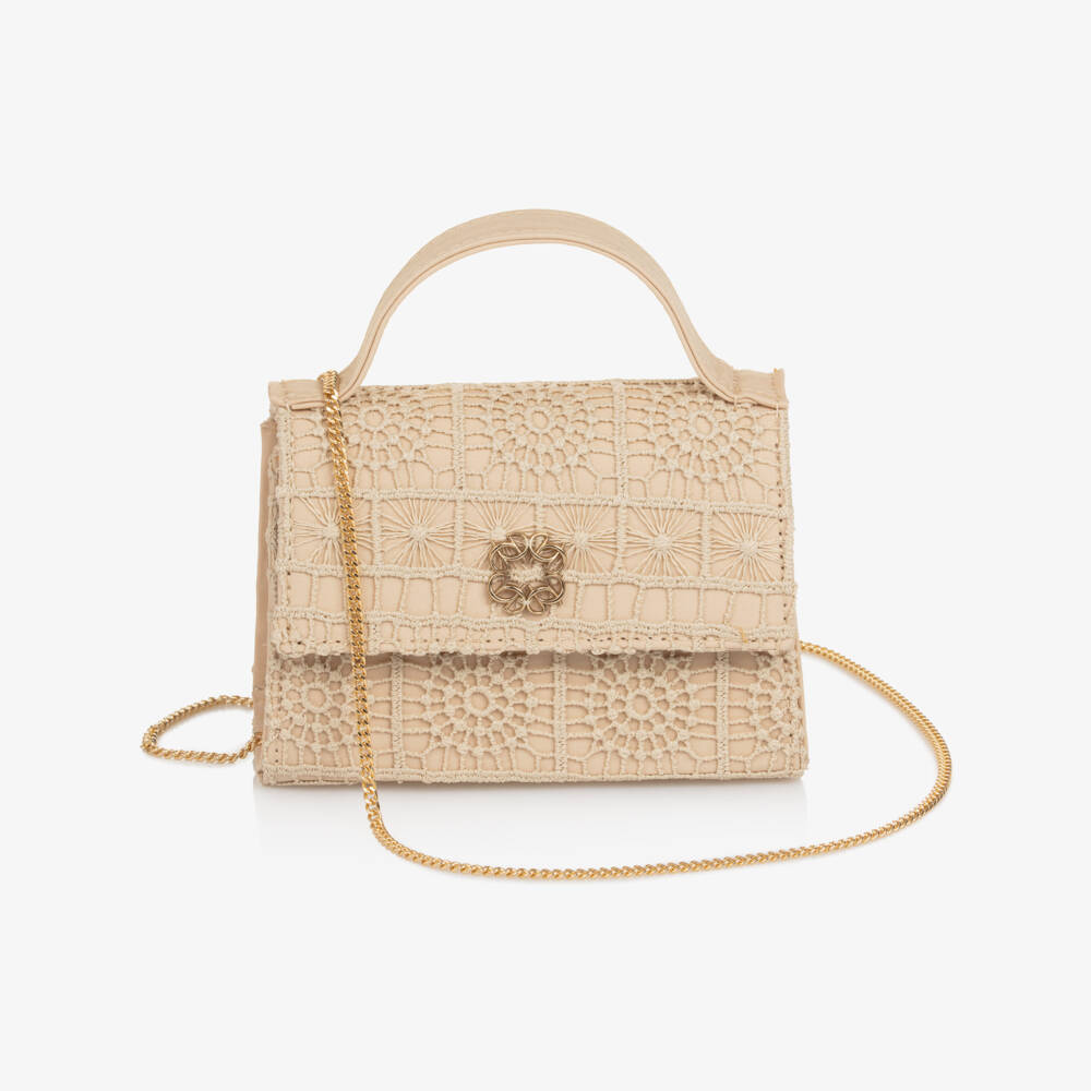 Elie Saab-Girls Beige Guipure Lace Handbag (13cm) | Childrensalon