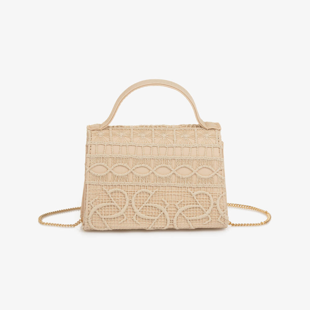 Elie Saab-Girls Beige Guipure Lace Handbag (13cm) | Childrensalon