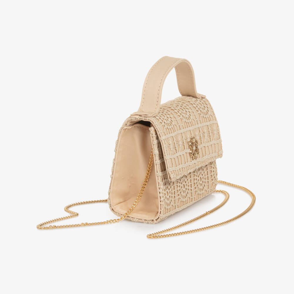 Elie Saab-Girls Beige Guipure Lace Handbag (13cm) | Childrensalon