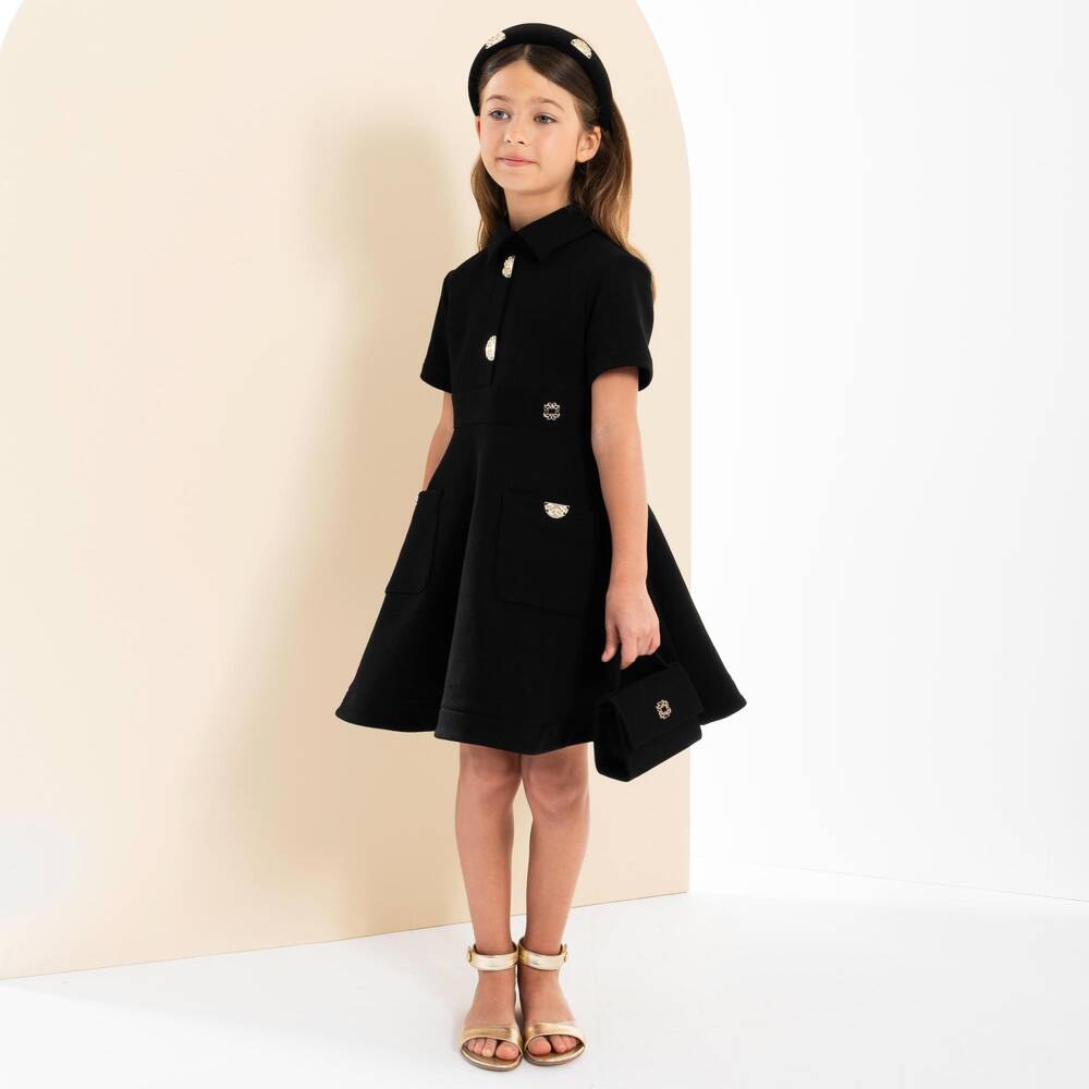 Elie Saab-Сумка черная из крепа для девочек (13см) | Childrensalon