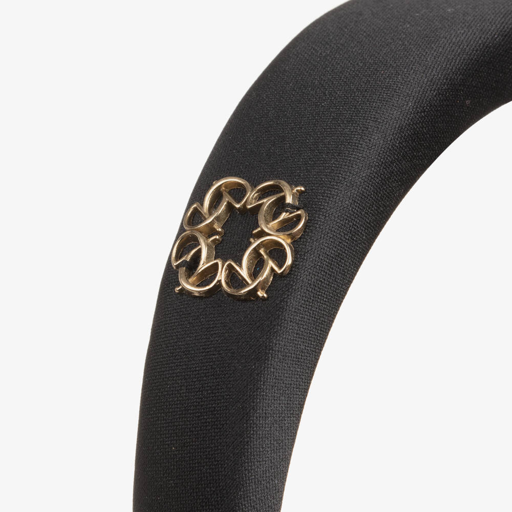 Elie Saab-طوق شعر ساتان مبطن بشعار لون أسود للبنات | Childrensalon