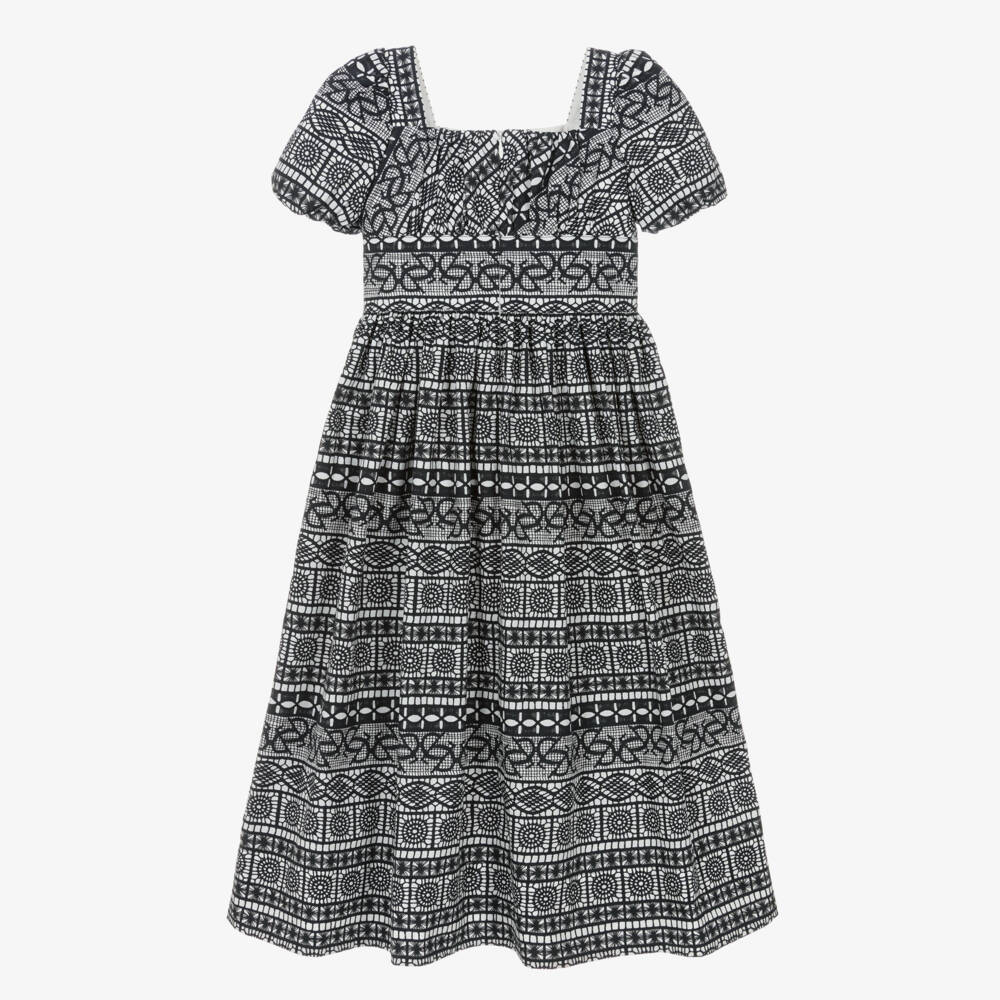 Elie Saab-Girls Black & White Cotton Printed Dress | Childrensalon