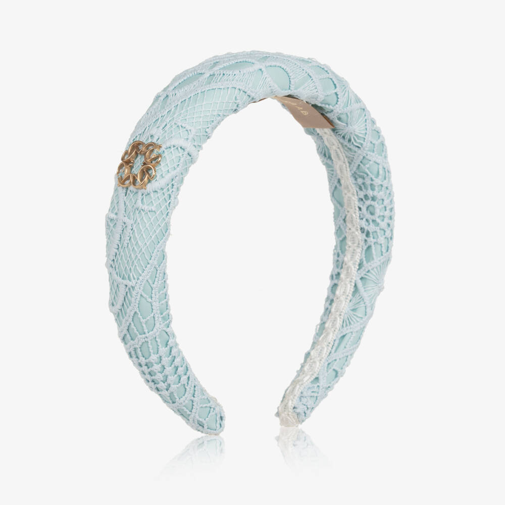 Elie Saab-طوق شعر مبطن دانتيل لون أزرق للبنات | Childrensalon