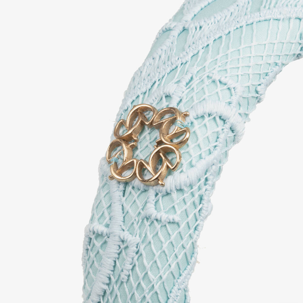 Elie Saab-طوق شعر مبطن دانتيل لون أزرق للبنات | Childrensalon