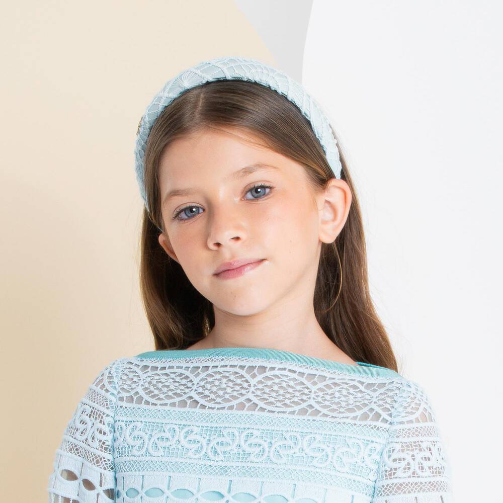 Elie Saab-Girls Blue Lace Padded Hairband | Childrensalon