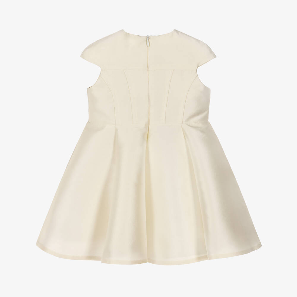 Elie Saab-فستان بأكمام كيب ساتان لون شامبين للبنات | Childrensalon