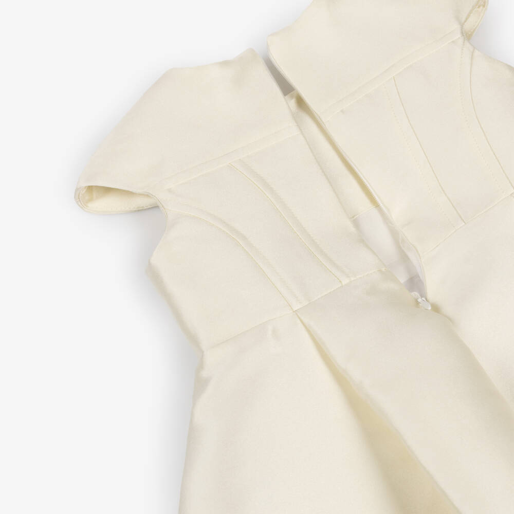 Elie Saab-فستان بأكمام كيب ساتان لون شامبين للبنات | Childrensalon