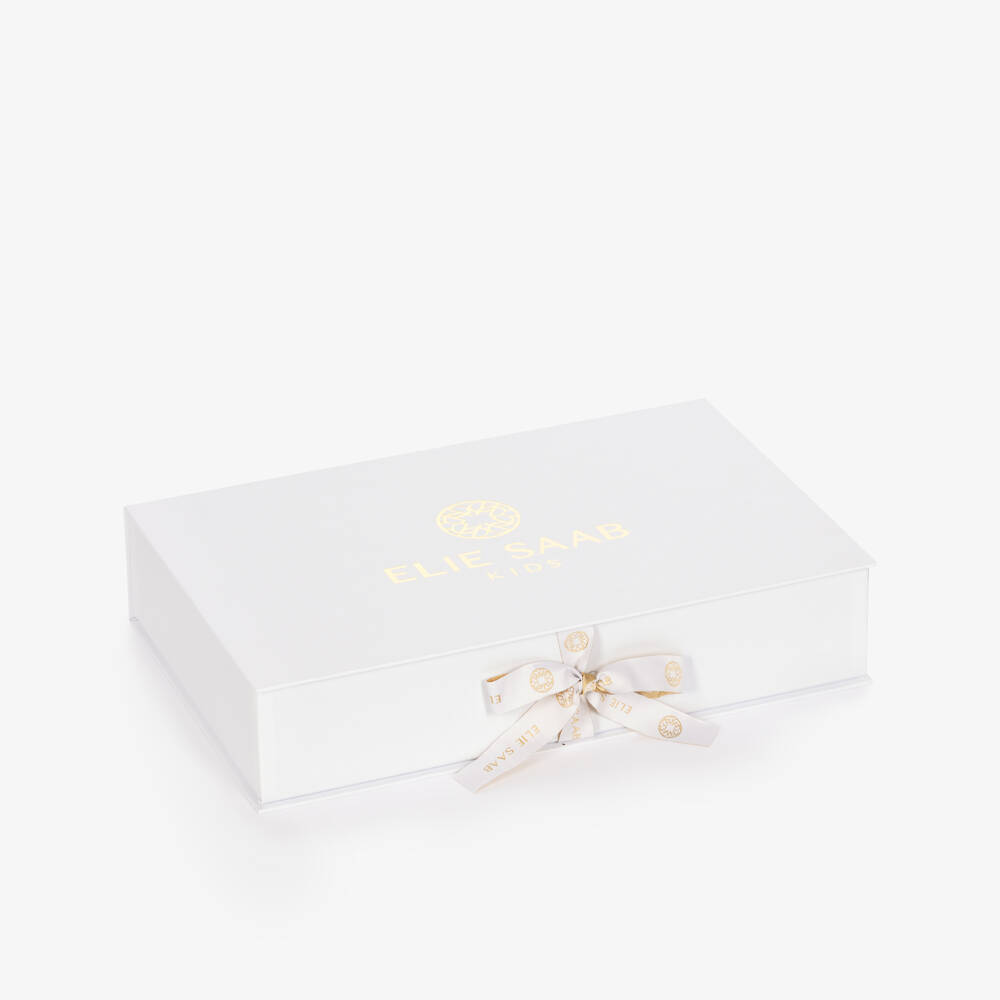 Elie Saab-طقم هدية أفرول قطن لون عاجي للبنات | Childrensalon