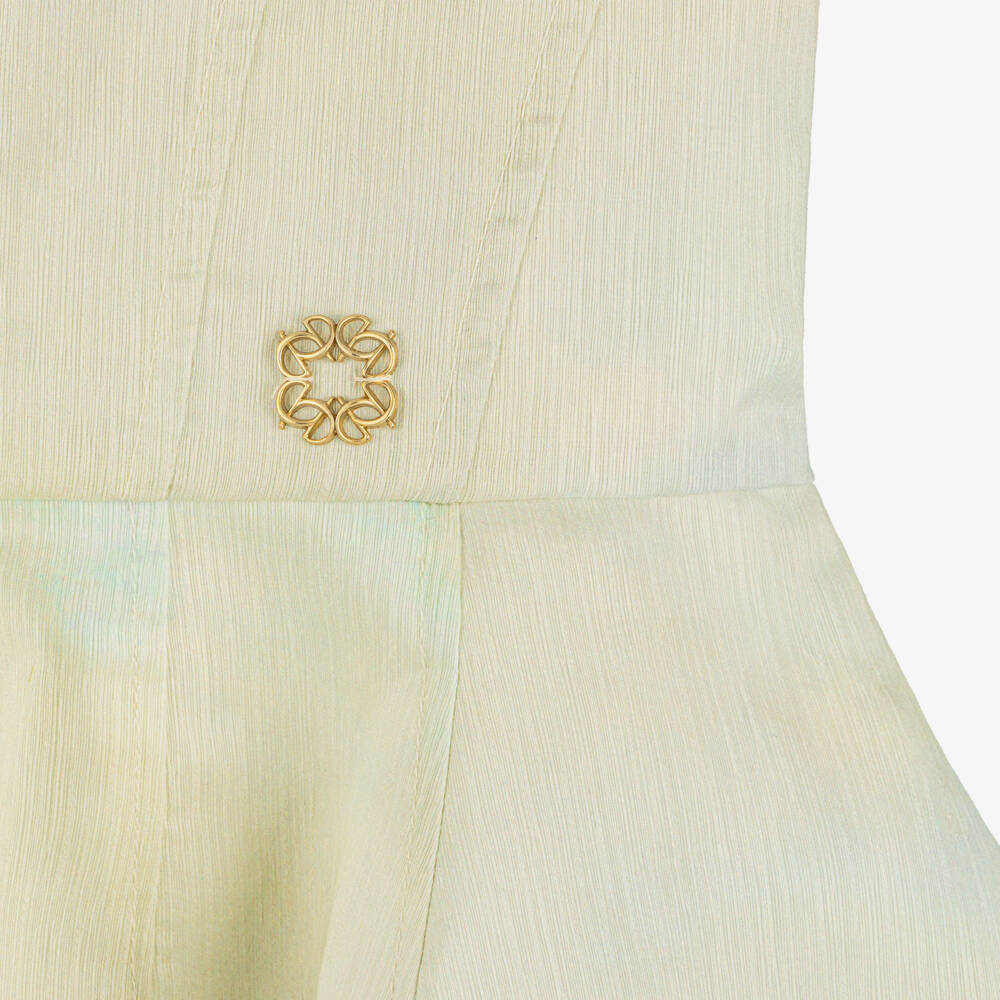 Elie Saab-Girls Green Textured Organza Floral Dress | Childrensalon