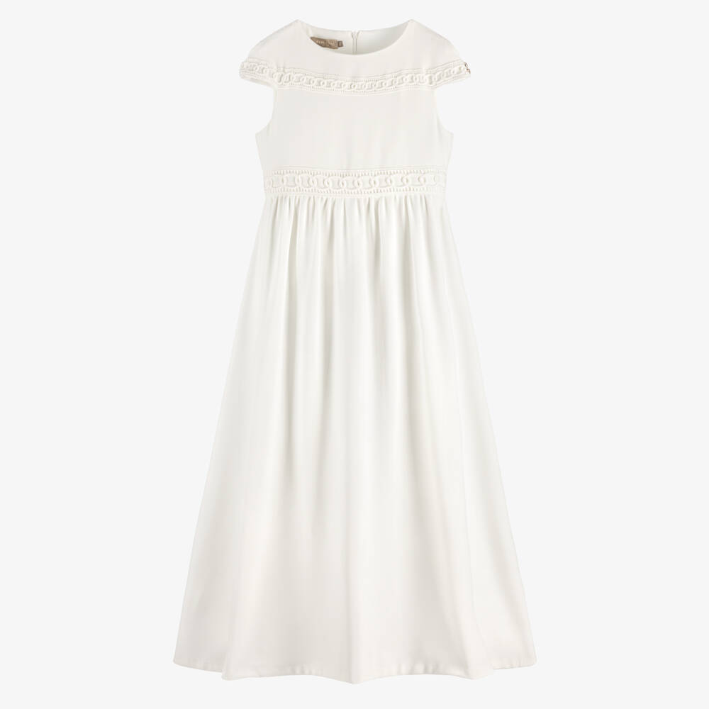 Elie Saab-Girls Ivory Maxi Dress with Embroidered Link | Childrensalon