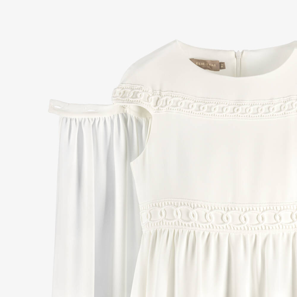 Elie Saab-Girls Ivory Maxi Dress with Embroidered Link | Childrensalon