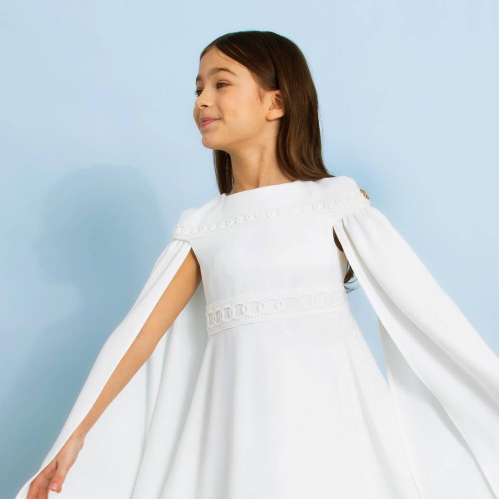 Elie Saab-Girls Ivory Maxi Dress with Embroidered Link | Childrensalon