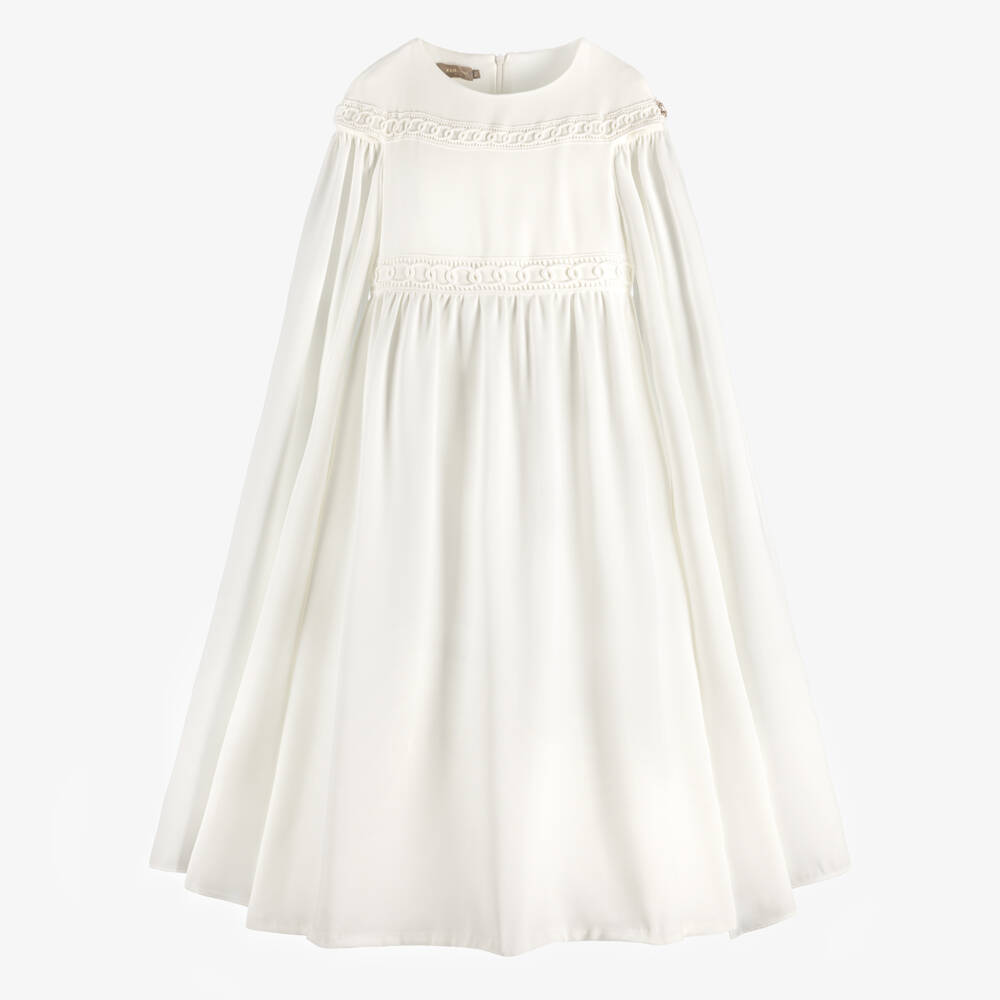 Elie Saab-Girls Ivory Maxi Dress with Embroidered Link | Childrensalon