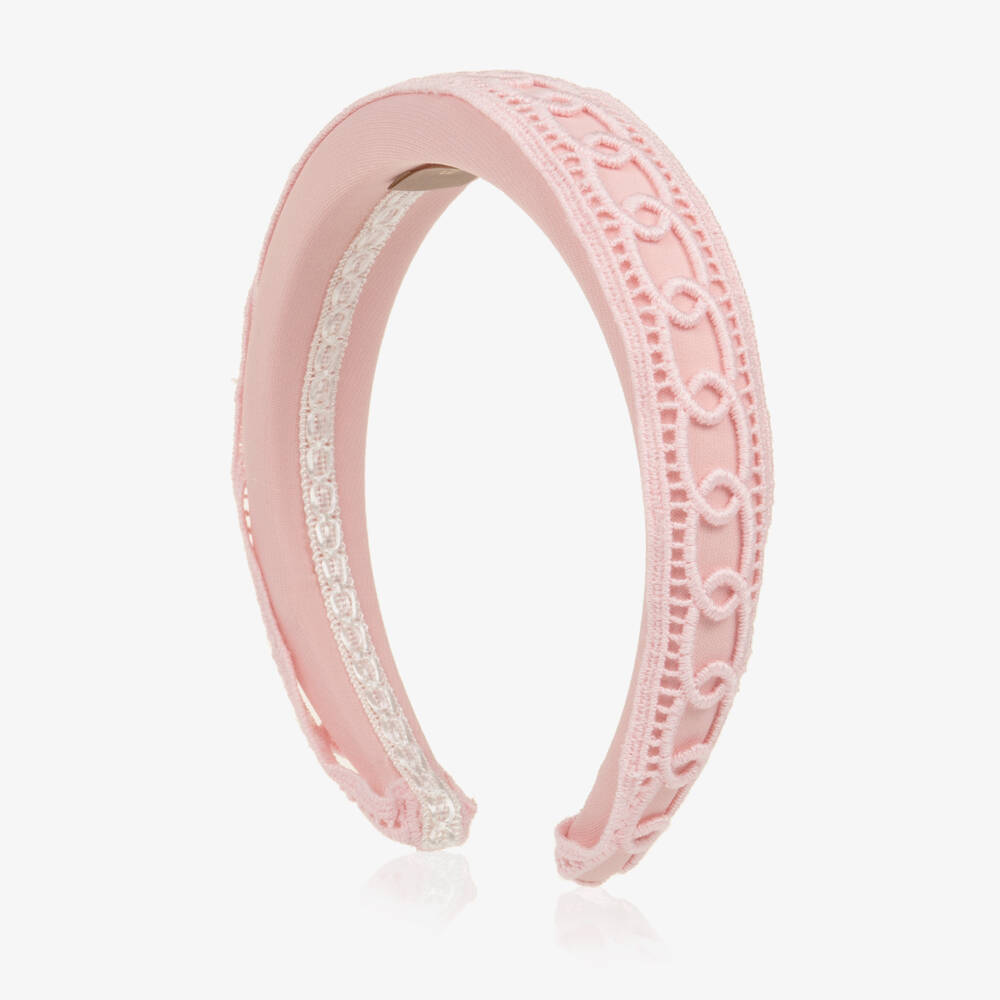 Elie Saab-Girls Pink Crêpe Hairband with Braided Overlay | Childrensalon