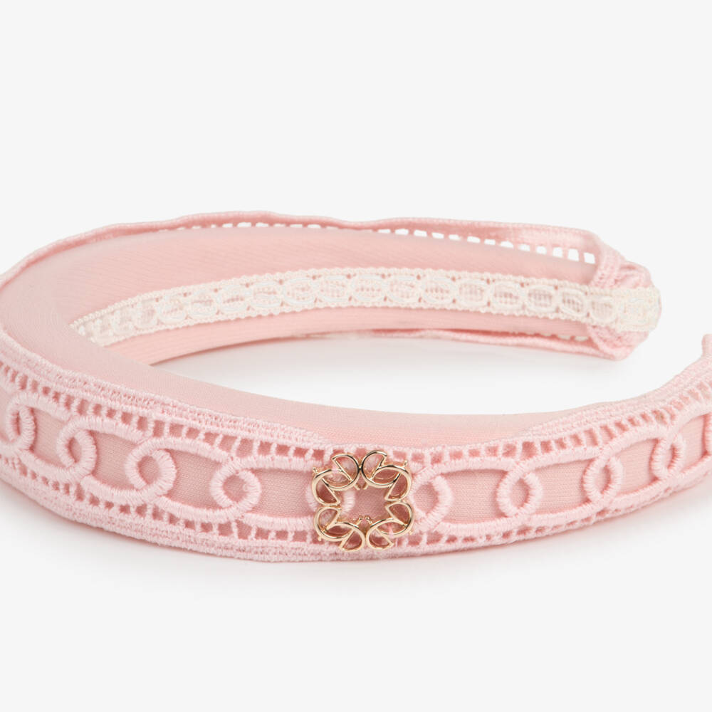 Elie Saab-Girls Pink Crêpe Hairband with Braided Overlay | Childrensalon