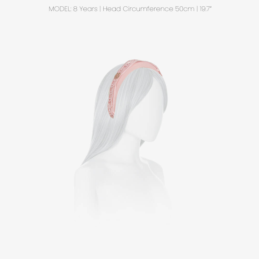Elie Saab-Girls Pink Crêpe Hairband with Braided Overlay | Childrensalon