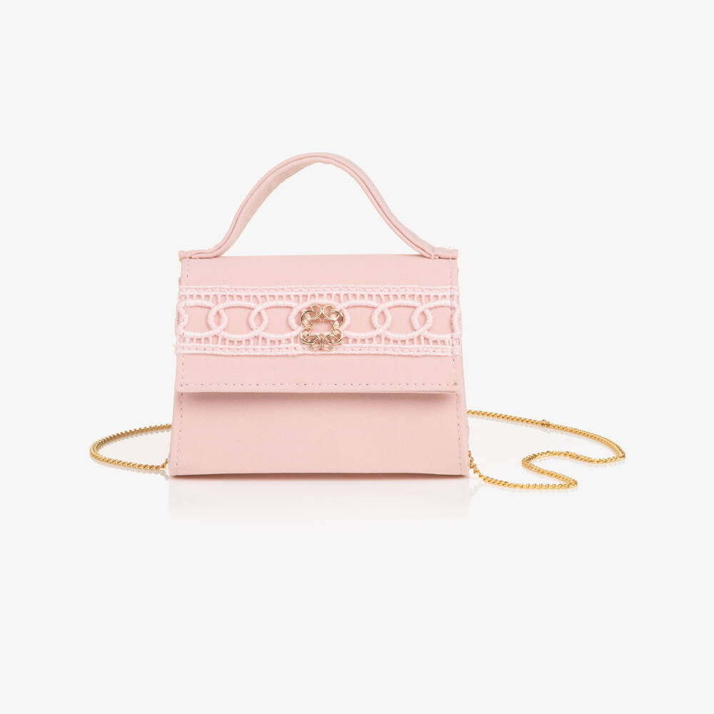Elie Saab-Girls Pink Crêpe Handbag with Braided Detail (13cm) | Childrensalon