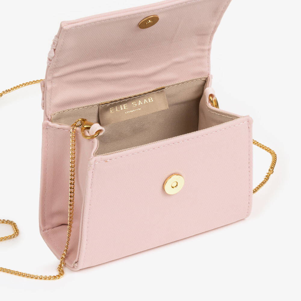 Elie Saab-Girls Pink Crêpe Handbag with Braided Detail (13cm) | Childrensalon