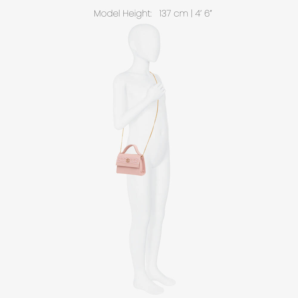 Elie Saab-Girls Pink Crêpe Handbag with Braided Detail (13cm) | Childrensalon