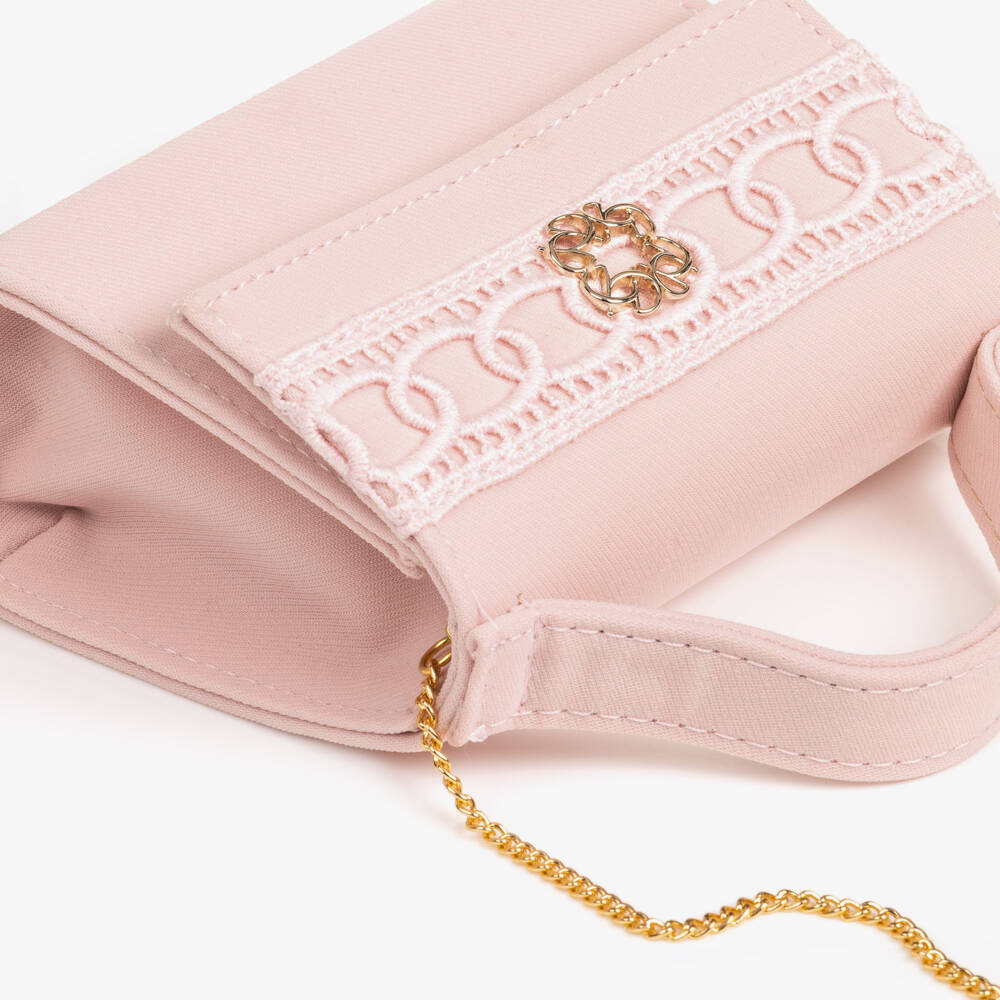 Elie Saab-Girls Pink Crêpe Handbag with Braided Detail (13cm) | Childrensalon