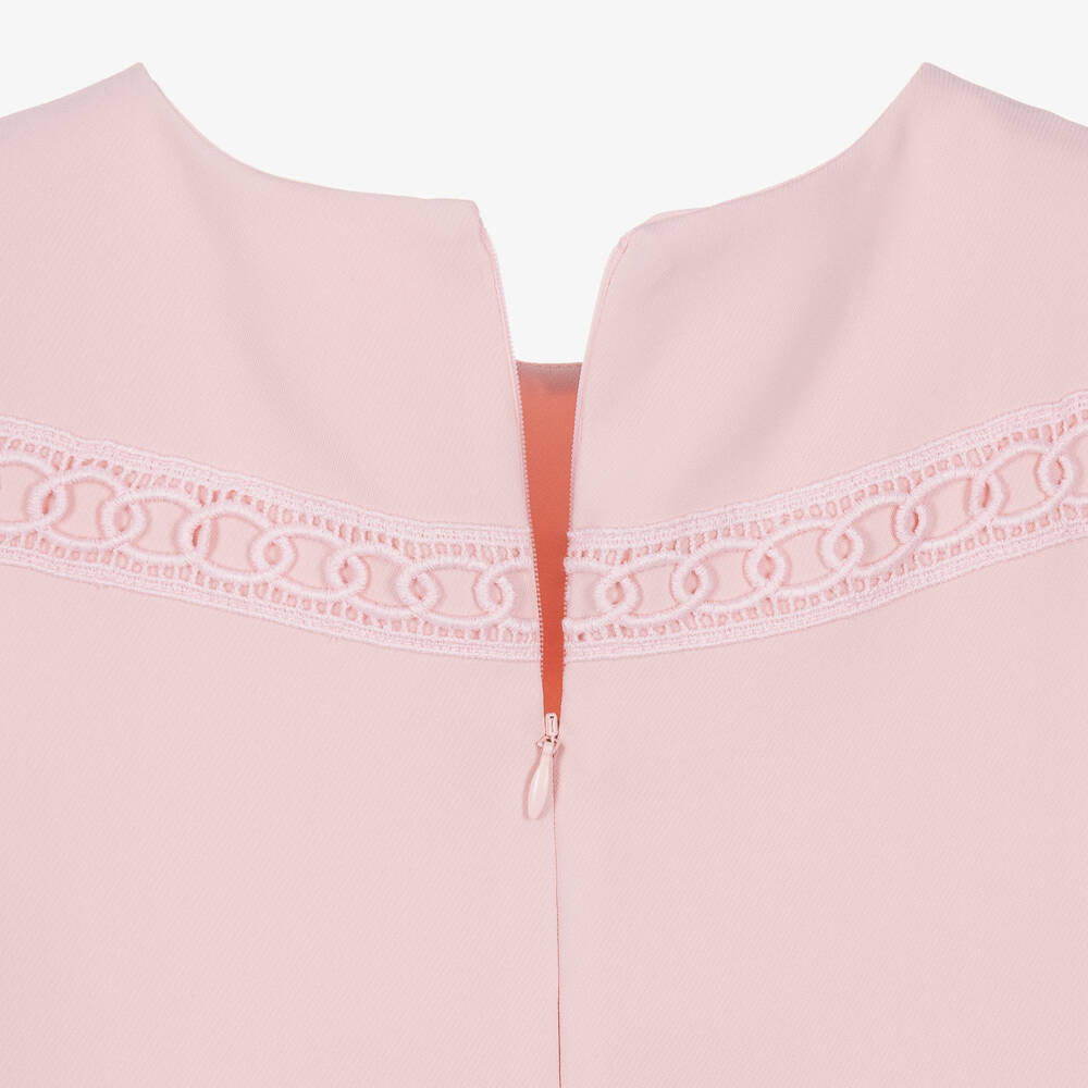 Elie Saab-Girls Pink Dress with Embroidered Link Design | Childrensalon