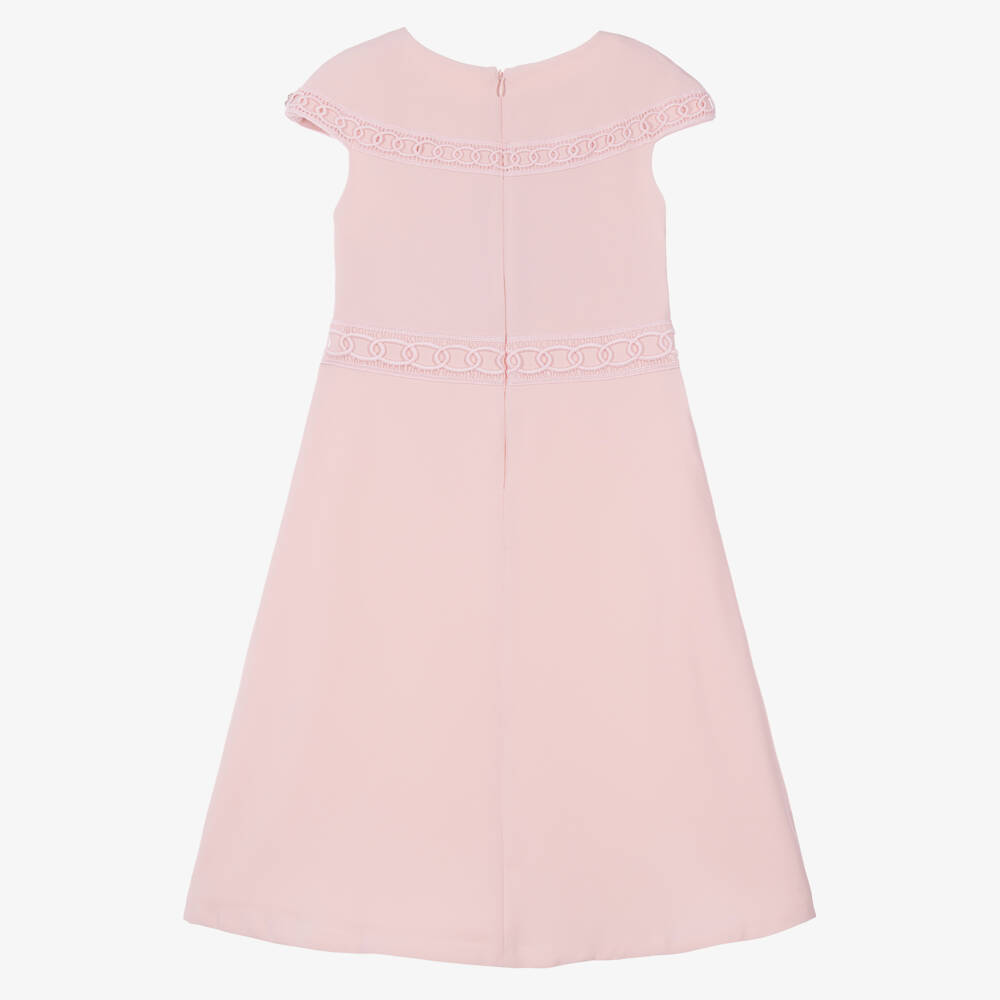 Elie Saab-Girls Pink Dress with Embroidered Link Design | Childrensalon
