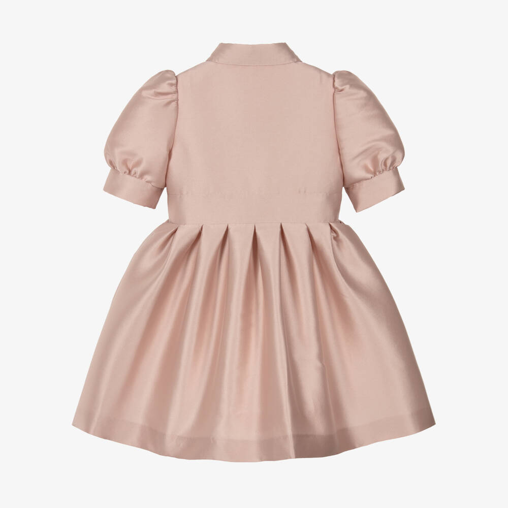 Elie Saab-فستان ساتان بأكمام منفوخة لون زهري للبنات | Childrensalon