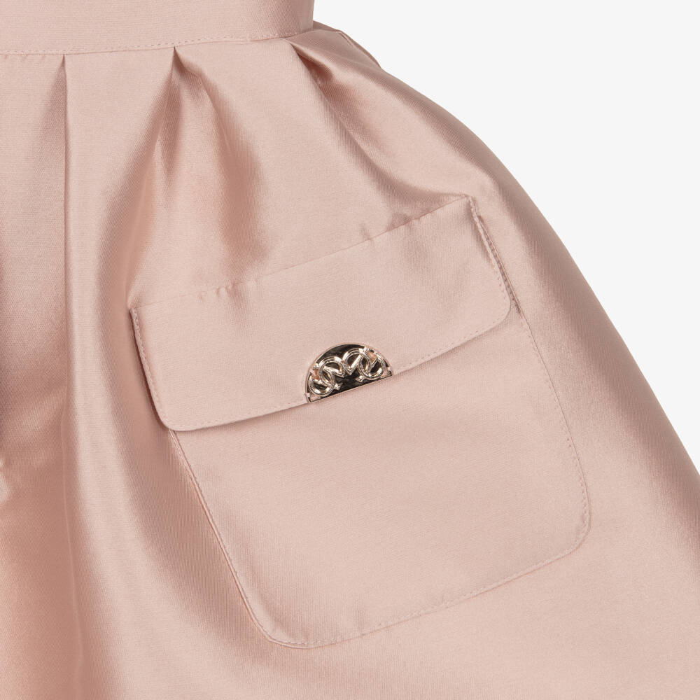 Elie Saab-فستان ساتان بأكمام منفوخة لون زهري للبنات | Childrensalon