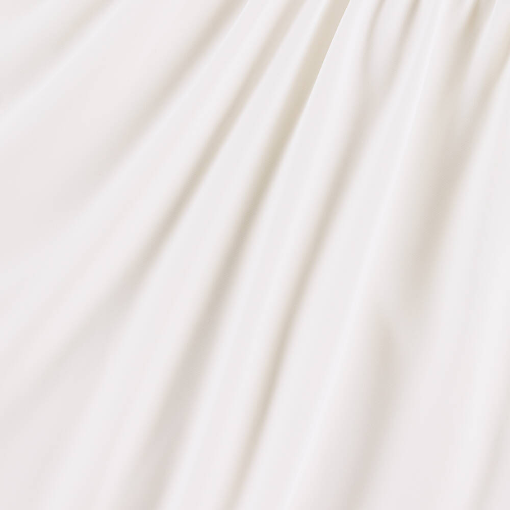 Elie Saab-Girls White Crêpe Embroidered Logo Dress with Bow | Childrensalon