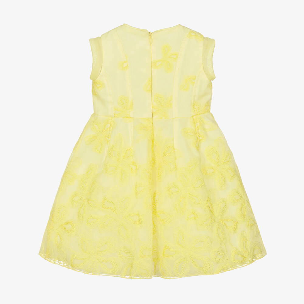 Elie Saab-فستان أورغانزا مطرز لون أصفر للبنات | Childrensalon
