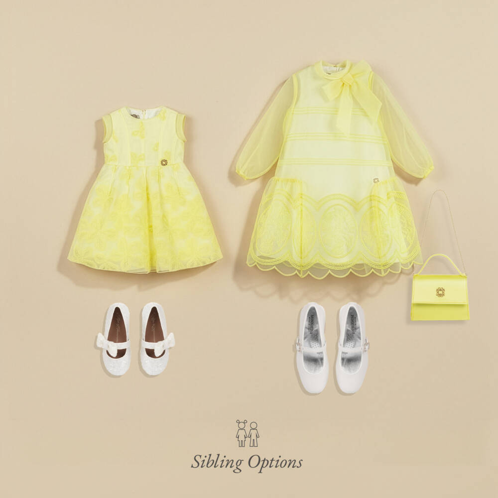 Elie Saab-Girls Yellow Embroidered Organza Dress | Childrensalon