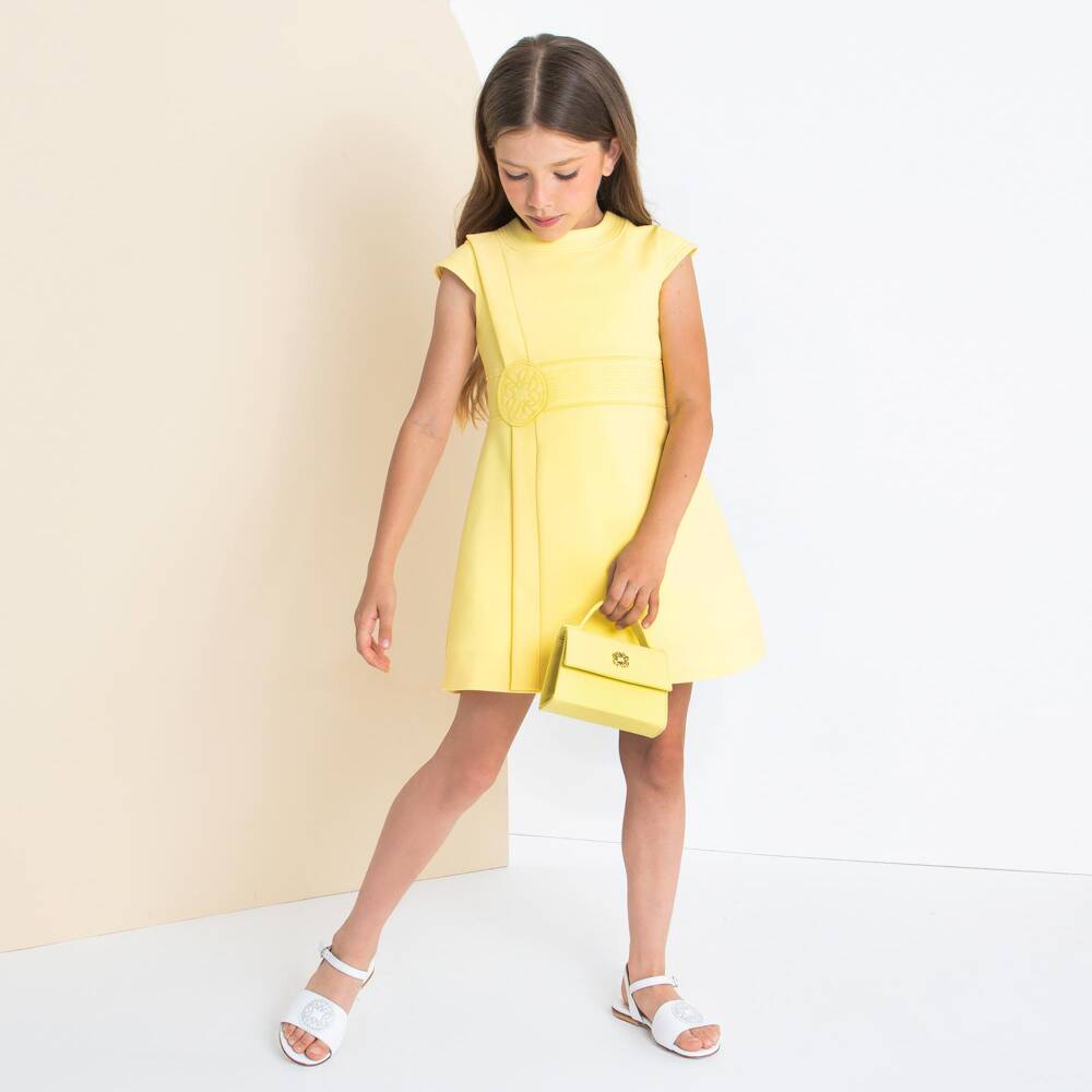 Elie Saab-Girls Yellow Satin Handbag (13cm) | Childrensalon