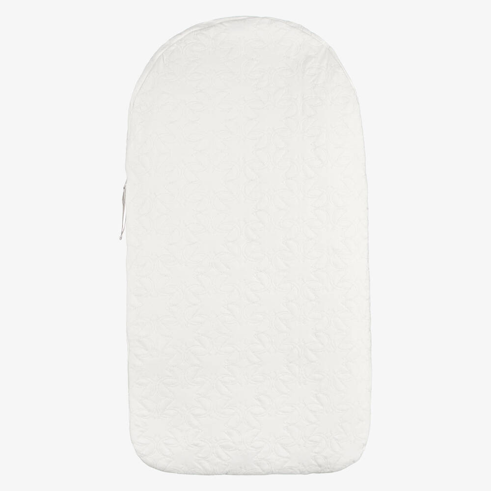 Elie Saab-Ivory Cotton Padded Monogram Embroidered Nest (75cm) | Childrensalon