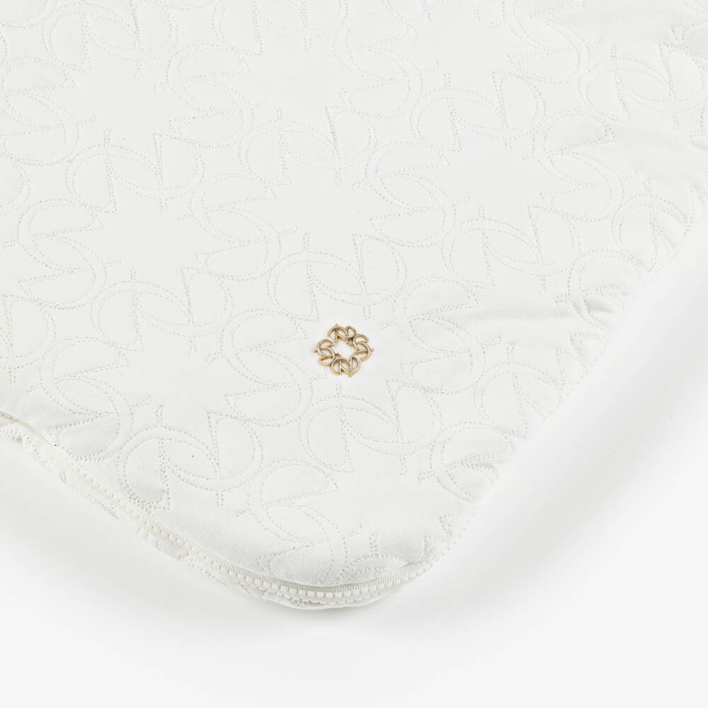 Elie Saab-Ivory Cotton Padded Monogram Embroidered Nest (75cm) | Childrensalon