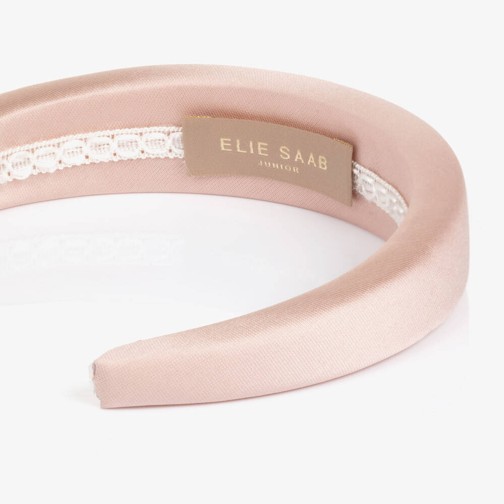 Elie Saab-طوق شعر مبطن بساتان لون زهري للبنات | Childrensalon