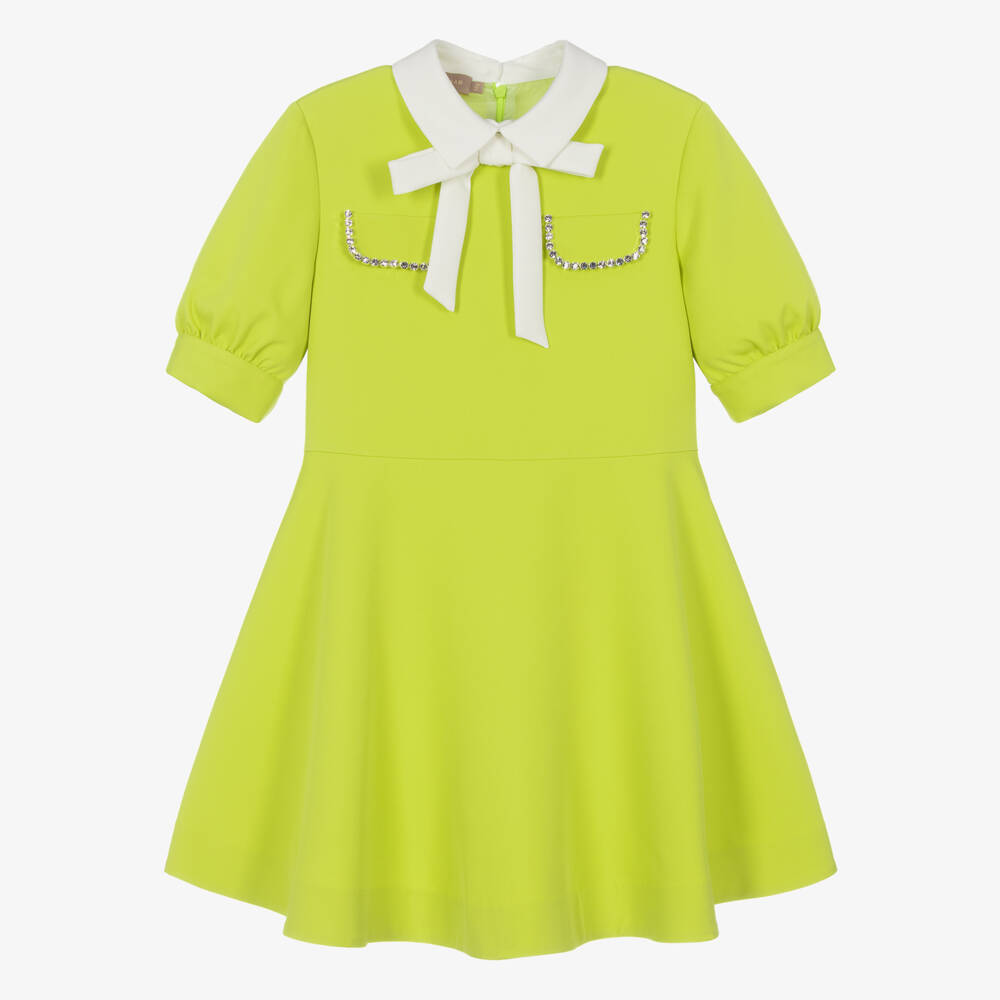 emerald green jumper dress Elie Saab Junior green dress with shoulder embellishments ELIE SAAB main image 1