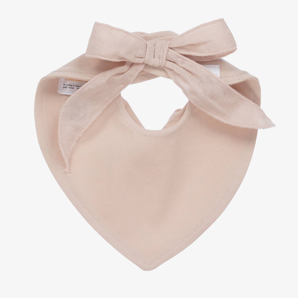 Elodie-Baby Girls Pink Cotton Bandana Bib | Childrensalon