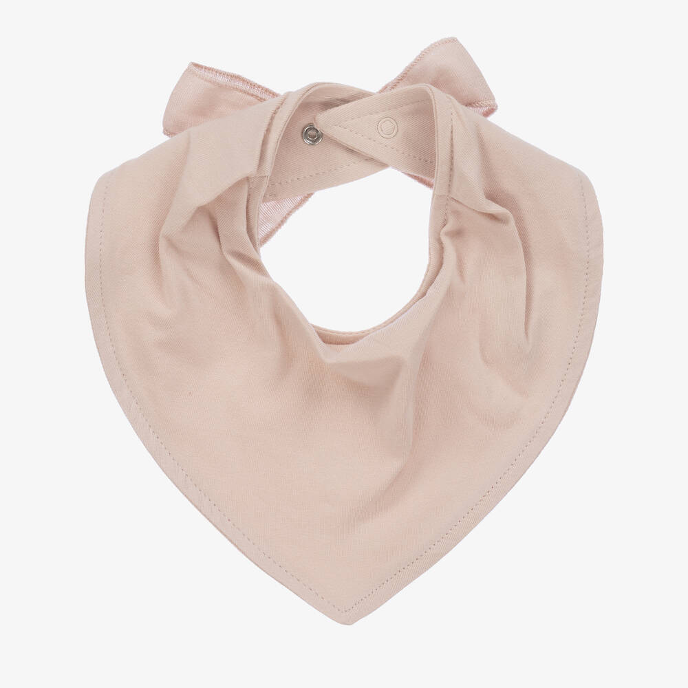 Elodie-Baby Girls Pink Cotton Bandana Bib | Childrensalon