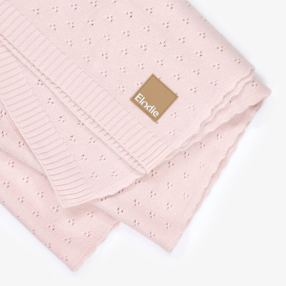 Elodie-Baby Girls Pink Pointelle Knit Blanket (102cm) | Childrensalon