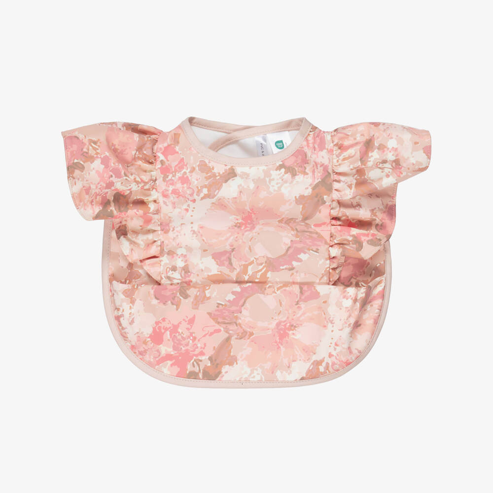 Elodie-Baby Girls Pink River Rose Print Bib | Childrensalon