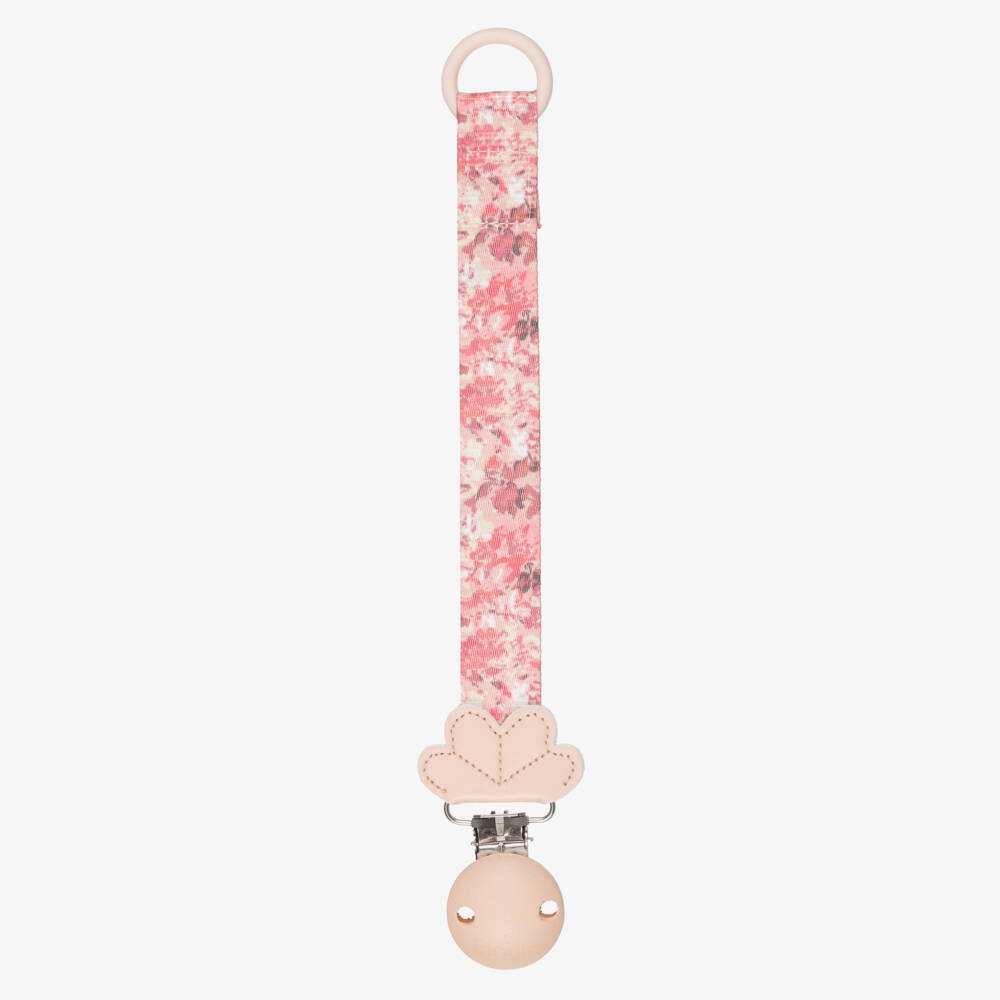Elodie-Baby Girls Pink River Rose Print Dummy Clip | Childrensalon