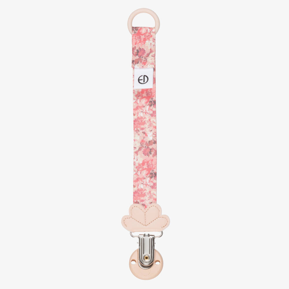 Elodie-Baby Girls Pink River Rose Print Dummy Clip | Childrensalon