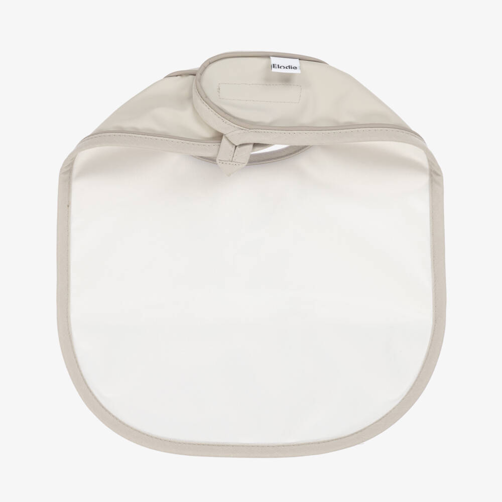 Elodie-Beige Wipe-Clean Bunny Bib | Childrensalon